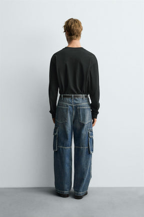 STRAIGHT FIT CARGO JEANS - Image 3
