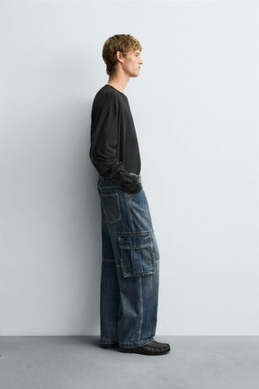 STRAIGHT FIT CARGO JEANS - Image 4