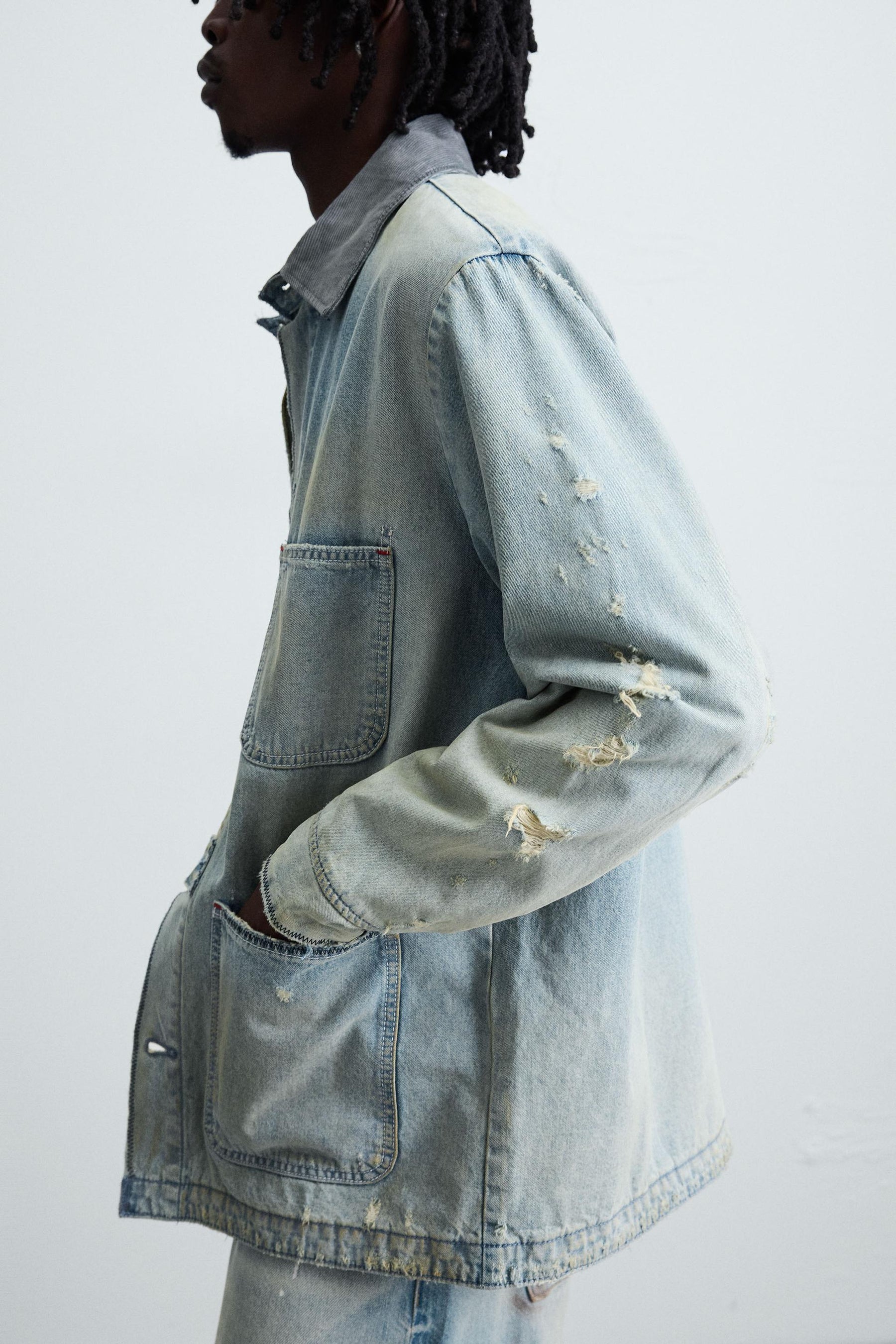 VINTAGE WASHED DENIM OVERSHIRT - Image 5