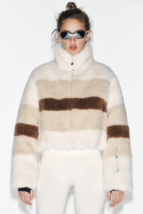 CROPPED FAUX SHEARLING COAT