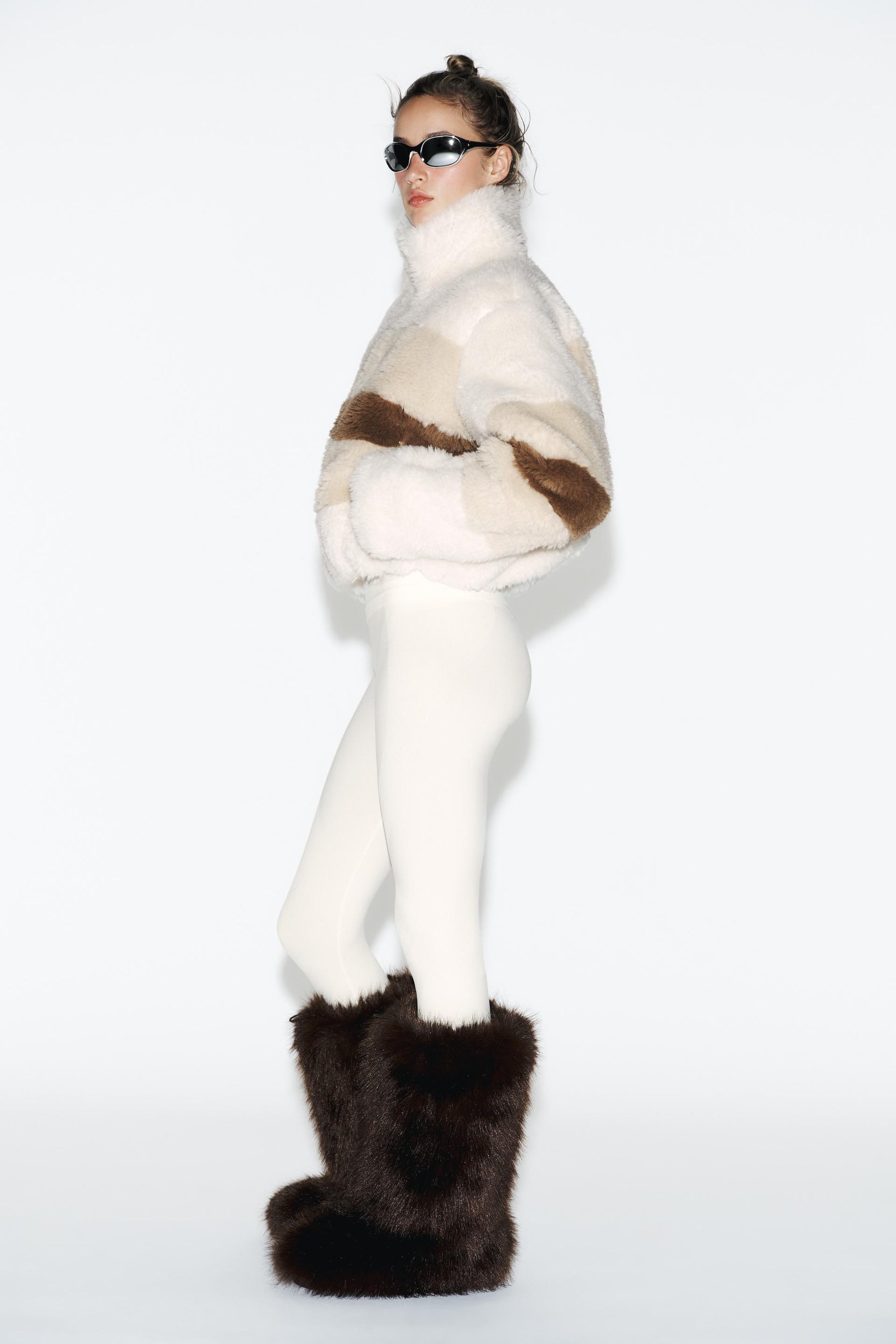 CROPPED FAUX SHEARLING COAT