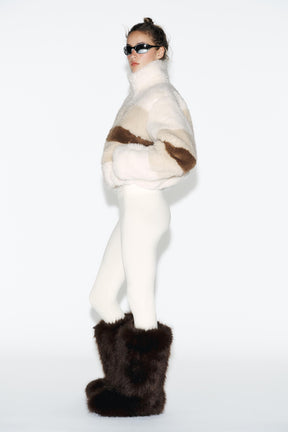 CROPPED FAUX SHEARLING COAT