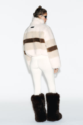 CROPPED FAUX SHEARLING COAT