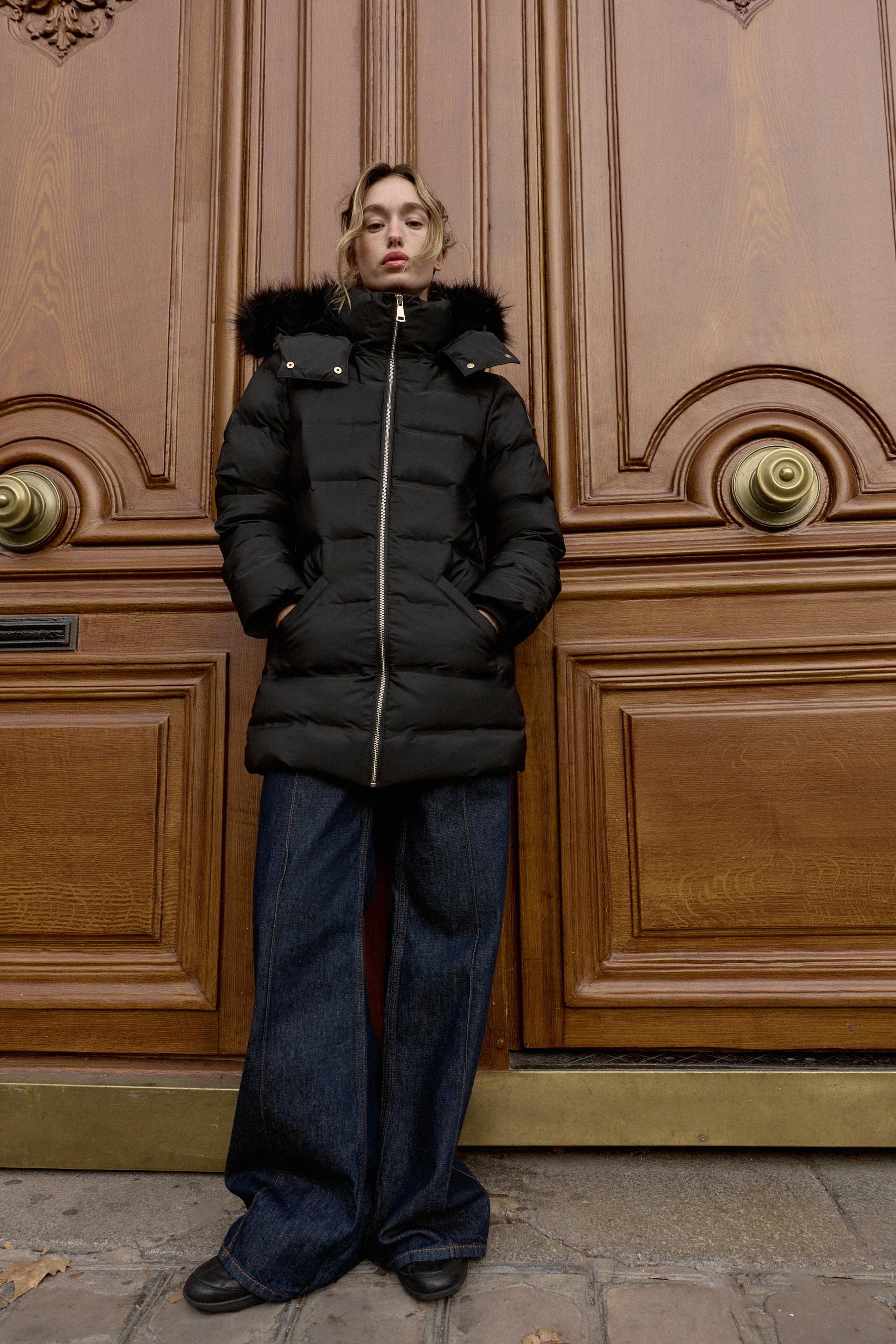 WATER-REPELLENT WINDPROOF HOODED PUFFER JACKET - Image 1