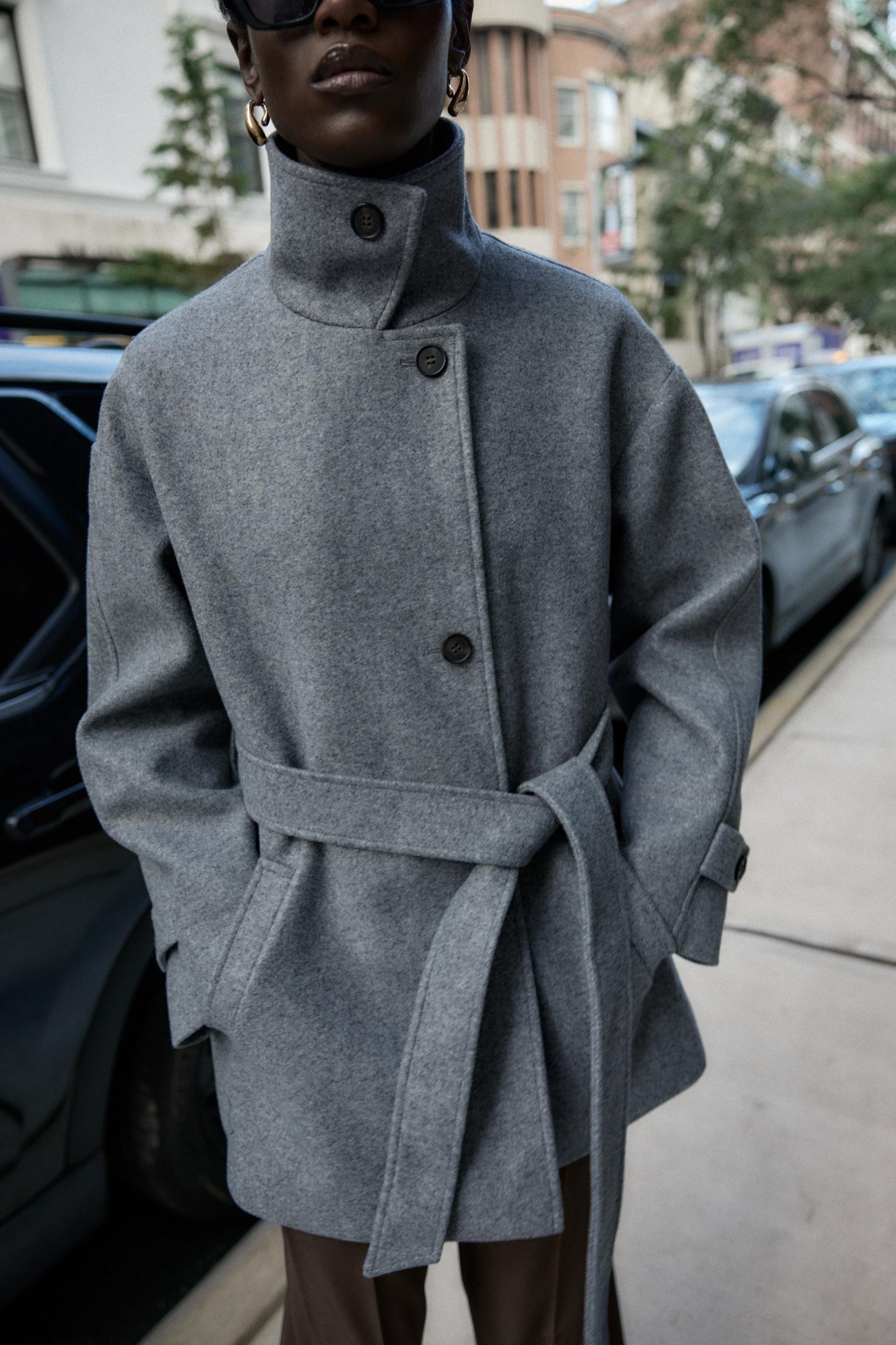 SOFT DOUBLE-POSITION COLLAR COAT - Image 4