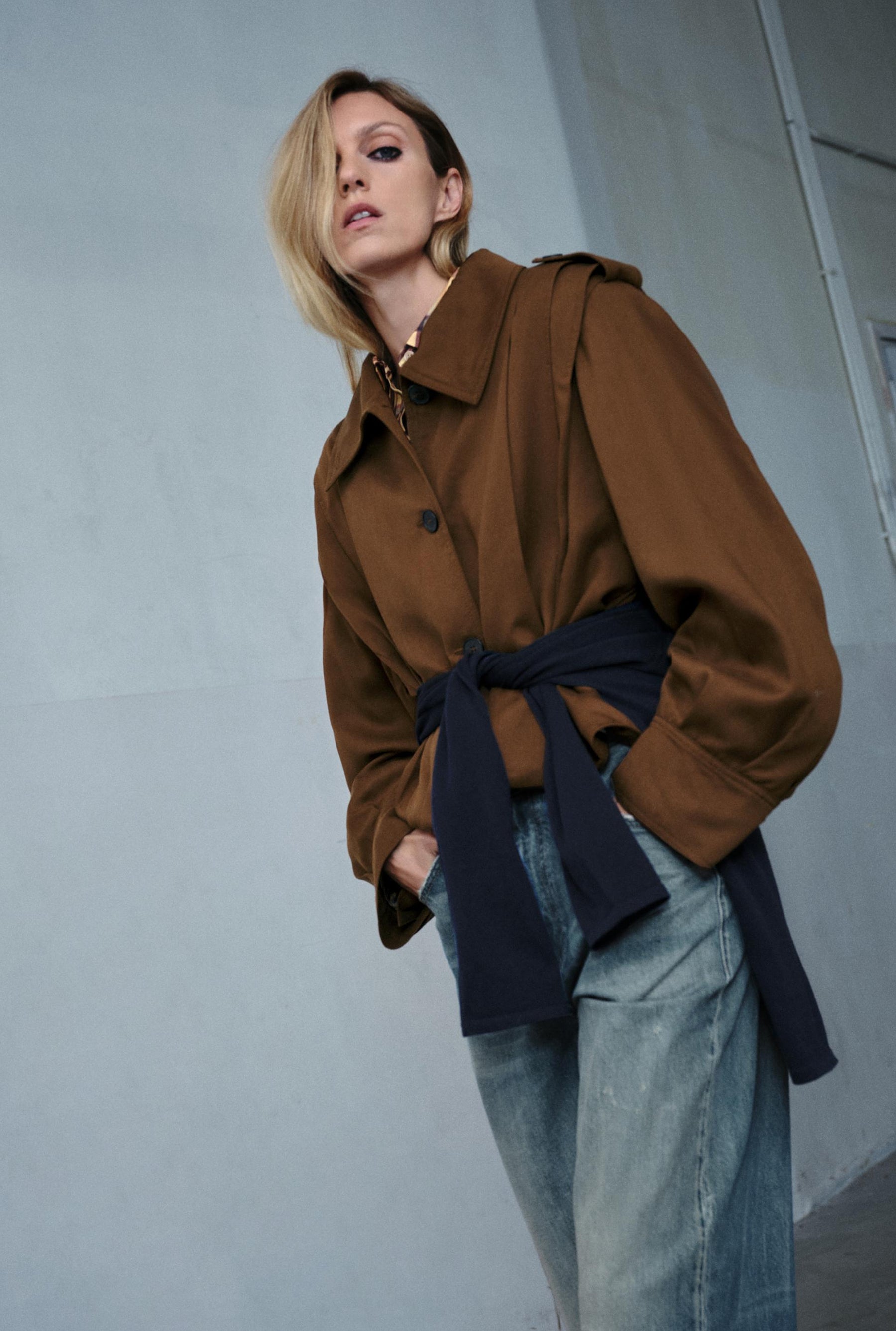 PLEATED JACKET WITH TABS ZW COLLECTION - Image 1