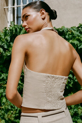 LINEN HALTER TOP