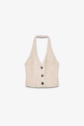 LINEN HALTER TOP
