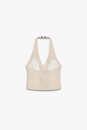 LINEN HALTER TOP