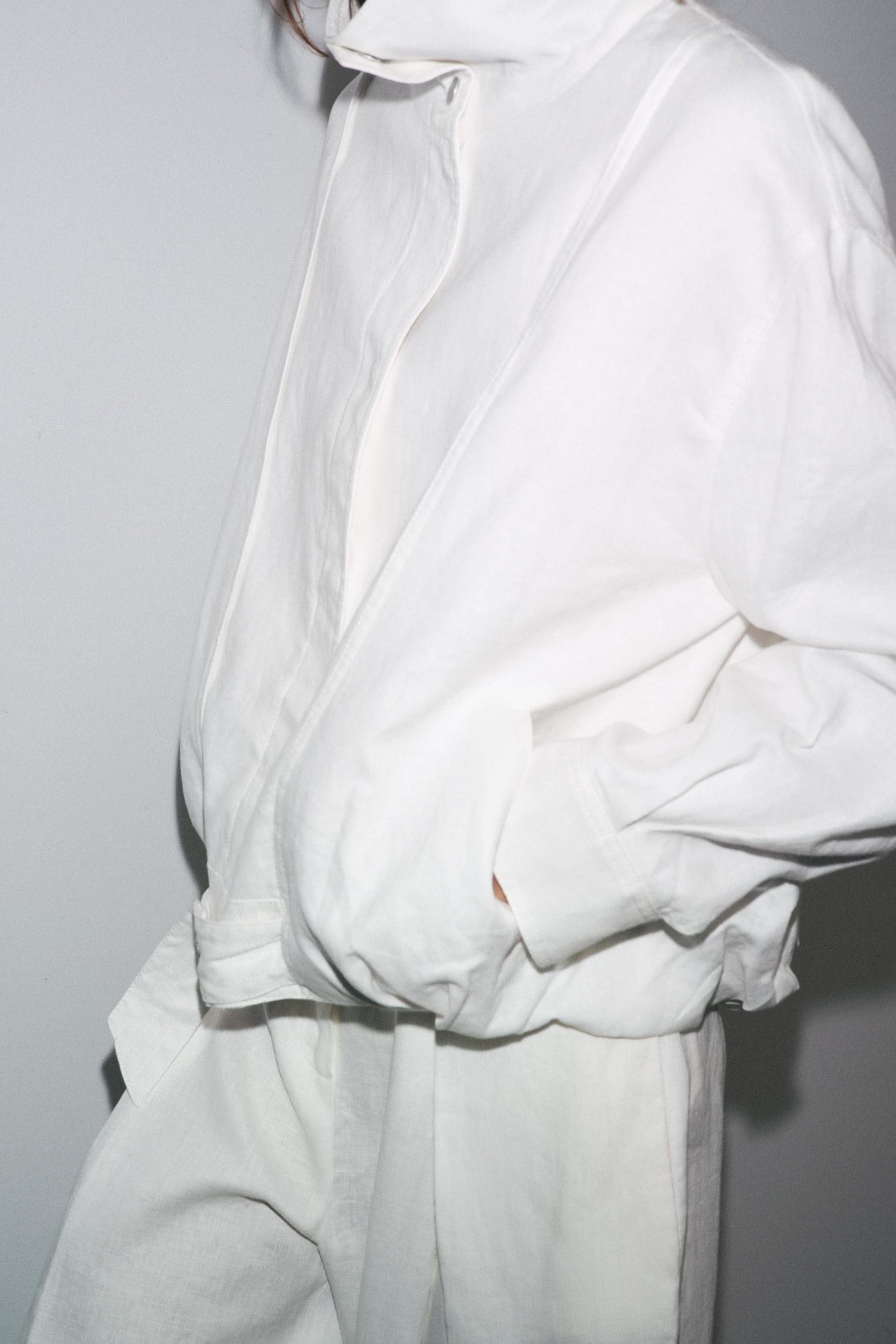 100% LINEN ZW COLLECTION BOMBER JACKET - Image 4