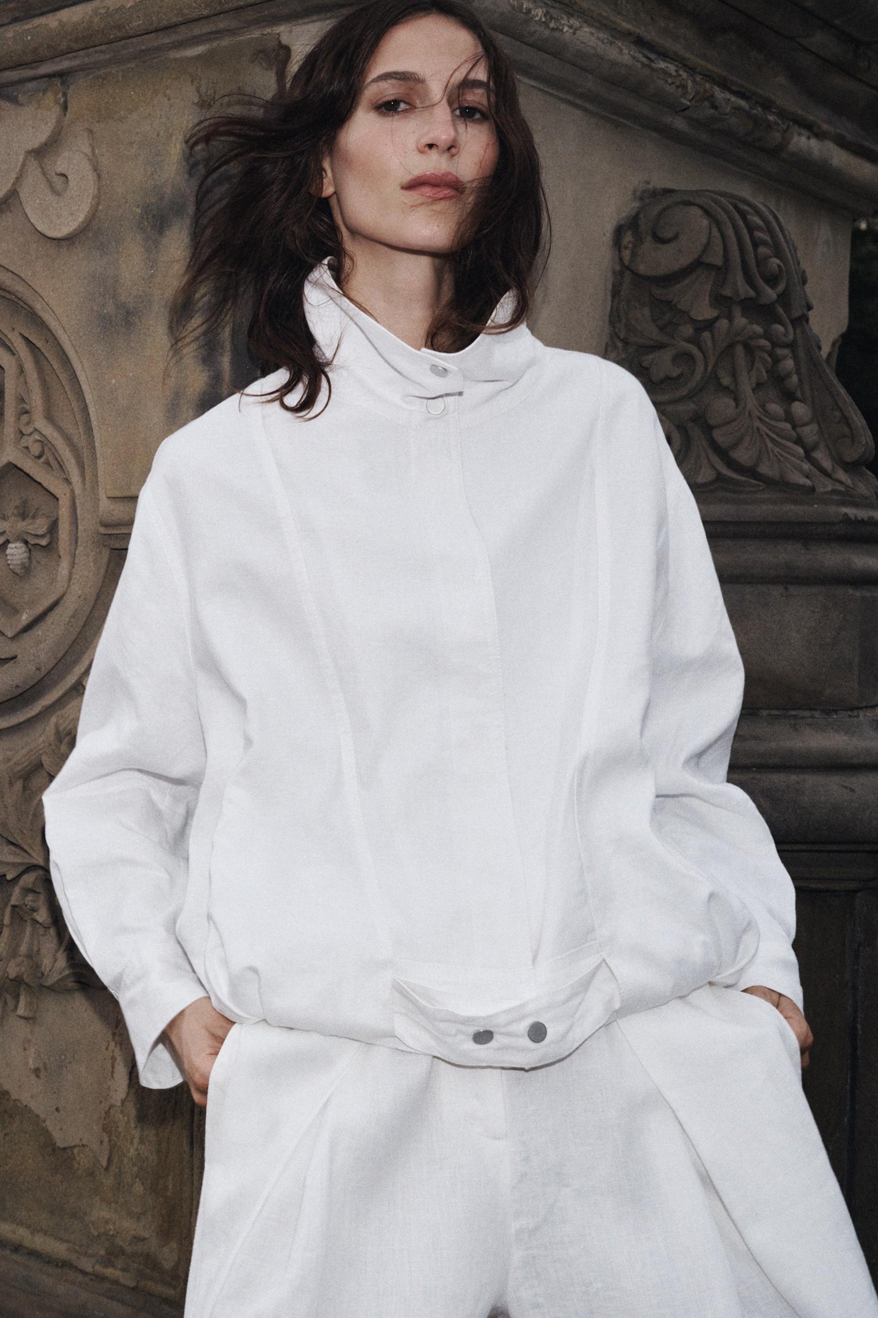 100% LINEN ZW COLLECTION BOMBER JACKET - Image 9