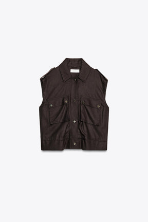 CARGO WAISTCOAT WITH LINEN - Image 6