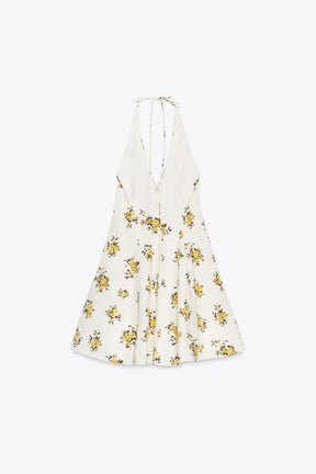 FLORAL PRINT HALTER MINI DRESS - Image 6