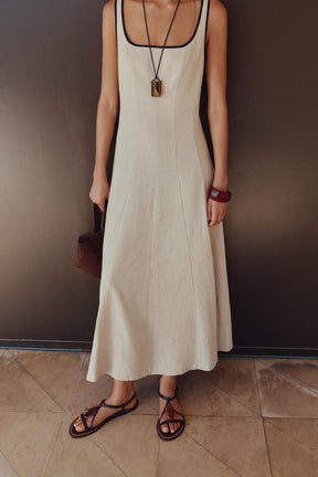 MIDI DRESS WITH CONTRAST PIPING - Image 4