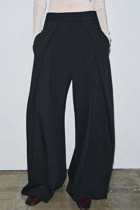 Pinstripe Wide-Leg Trousers