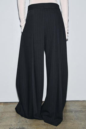 Pinstripe Wide-Leg Trousers