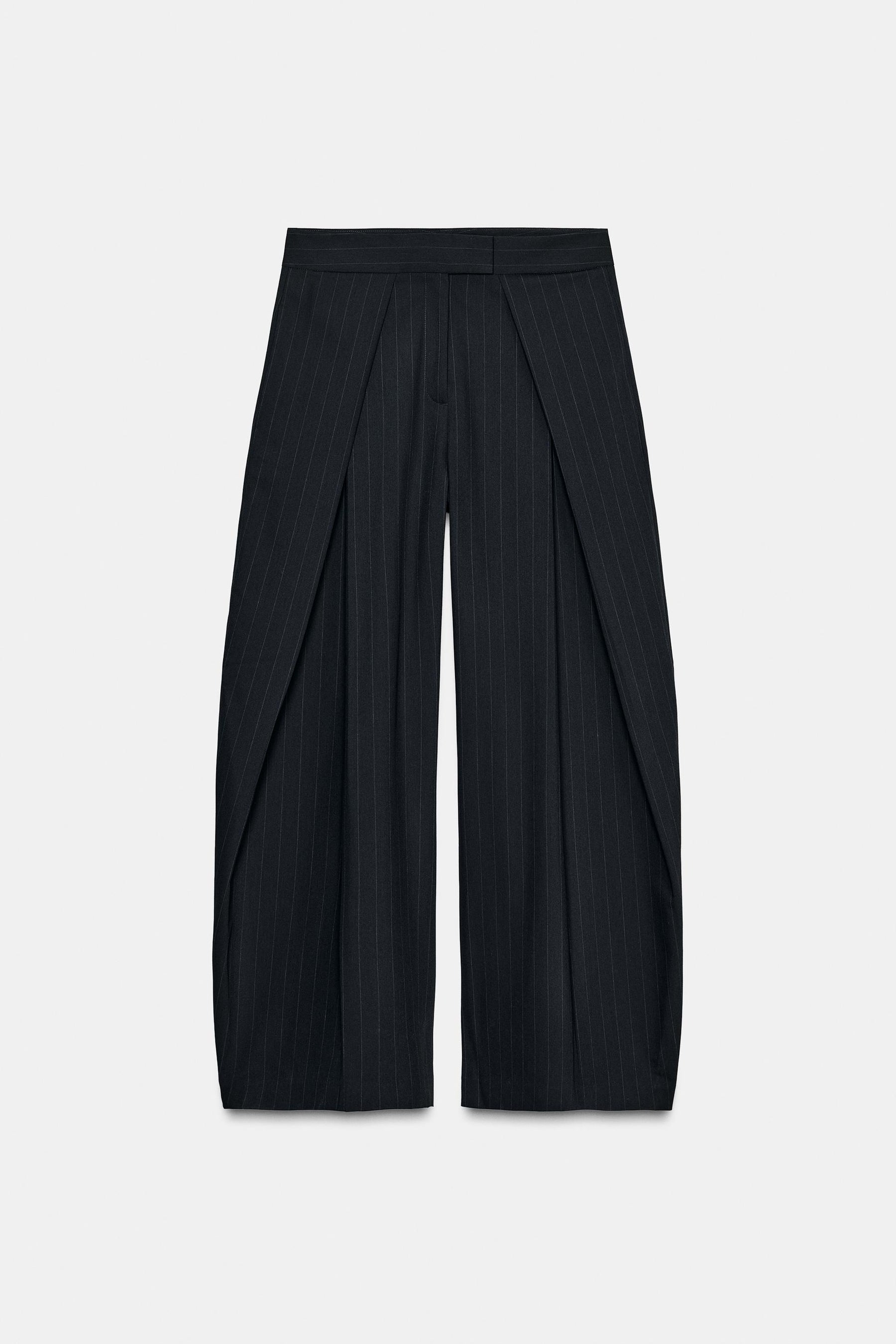 Pinstripe Wide-Leg Trousers
