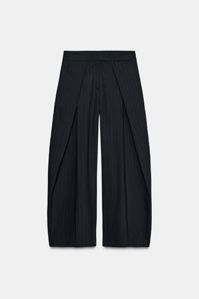 Pinstripe Wide-Leg Trousers