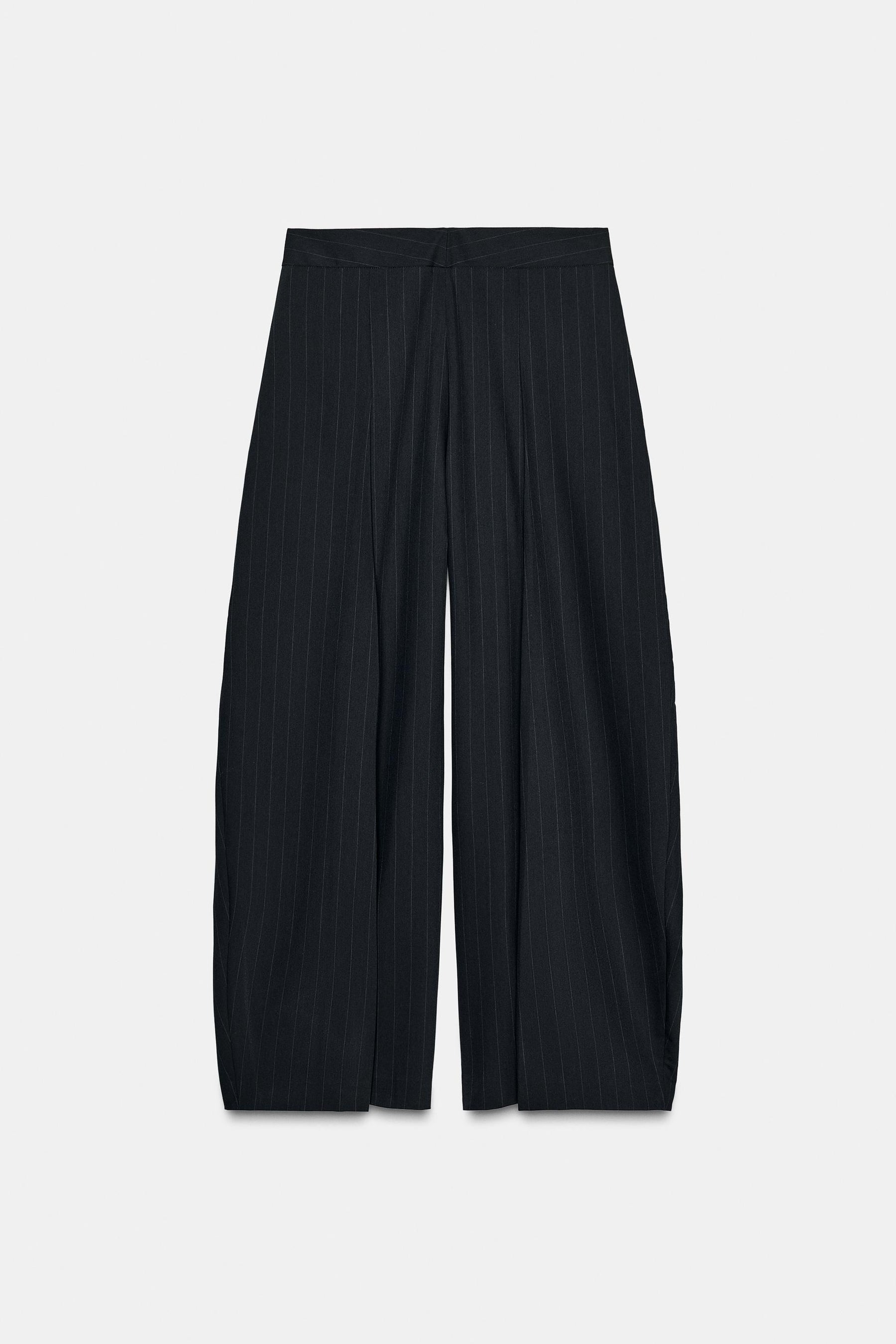 Pinstripe Wide-Leg Trousers