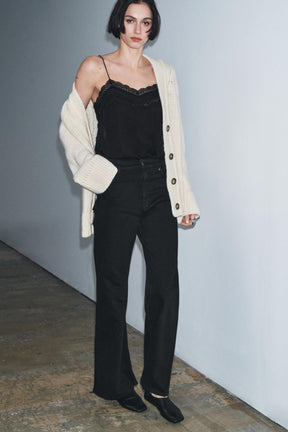 Breet Jeans mat héijer Taille 