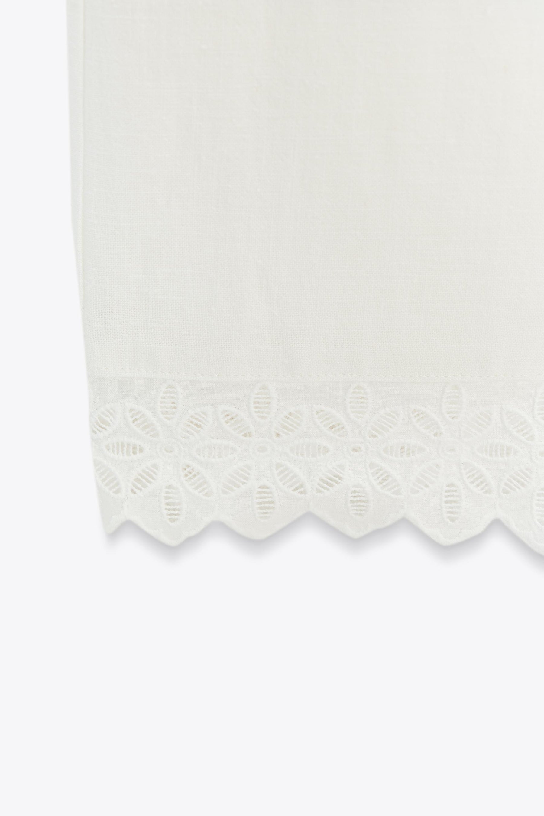 Lace-trimmed ramie trousers