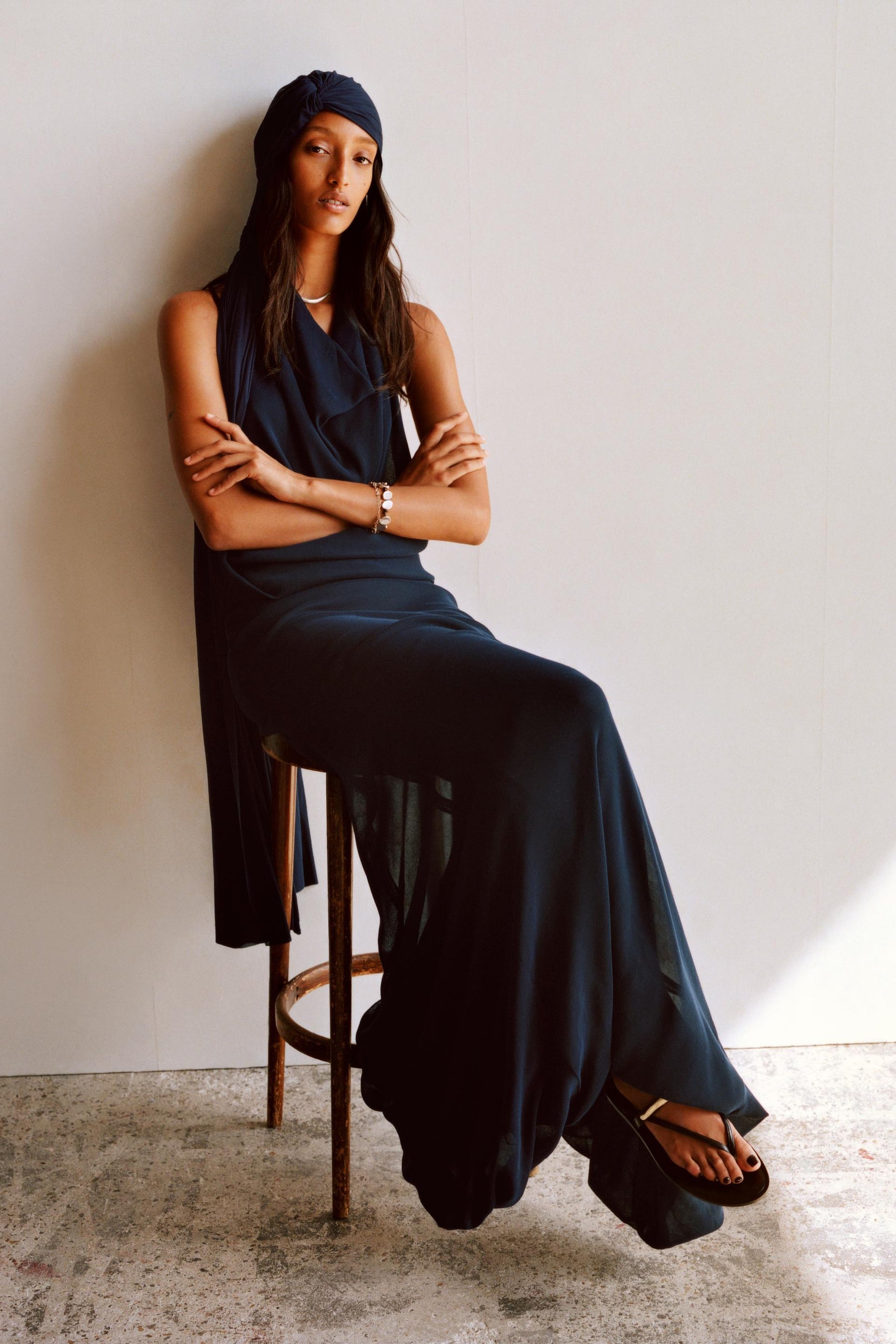 LIMITED EDITION HALTER VOLUME HEM LONG DRESS - Image 3