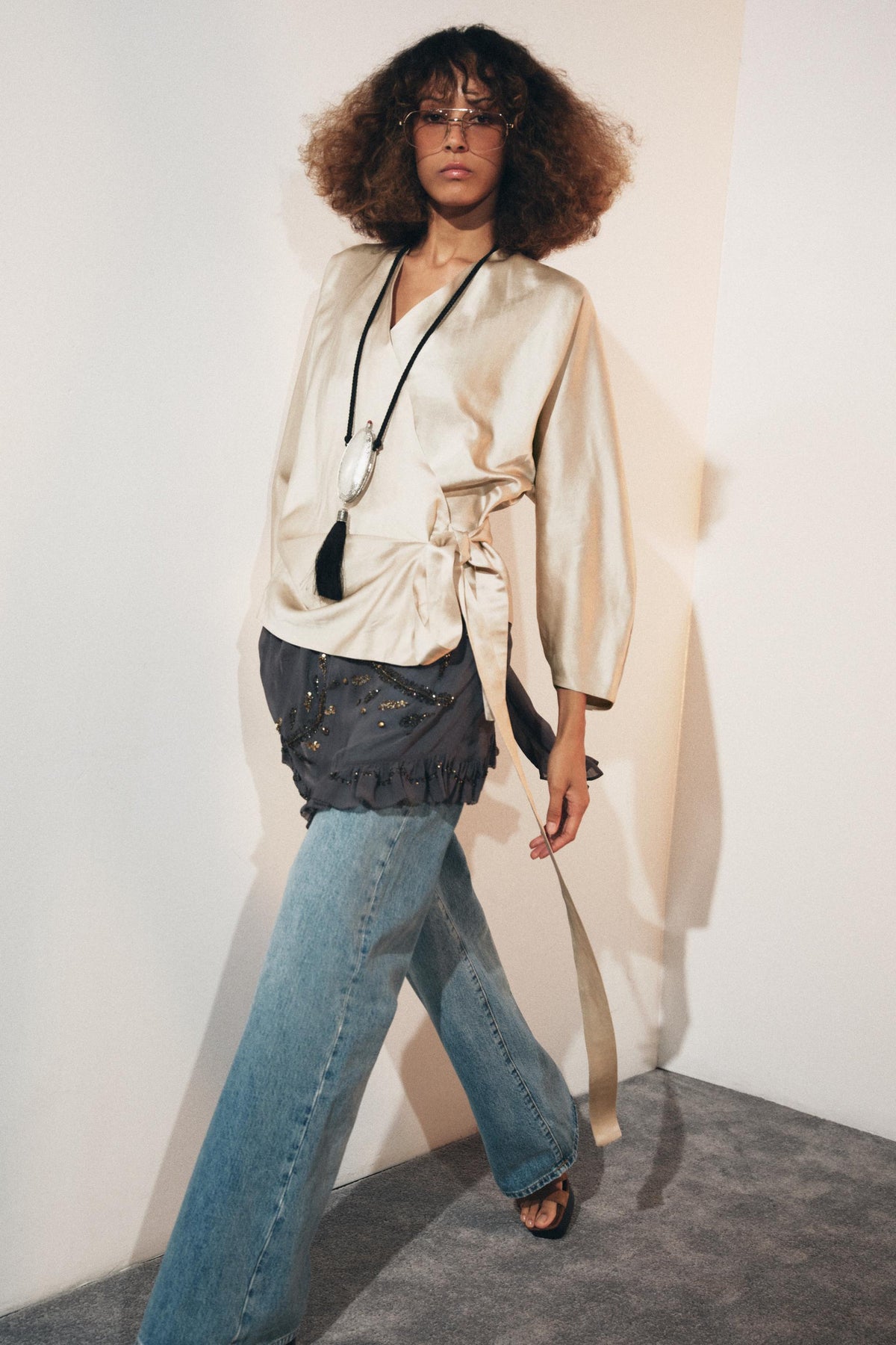 Linen Wrap Blouse with