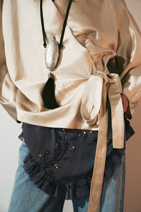 Linen Wrap Blouse with