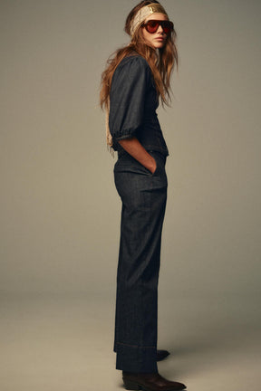 Fitted Denim Puff Sleeve