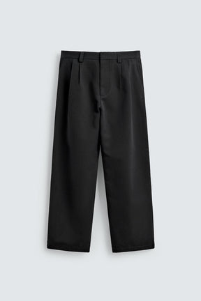 Wide Leg Pleated Trousers