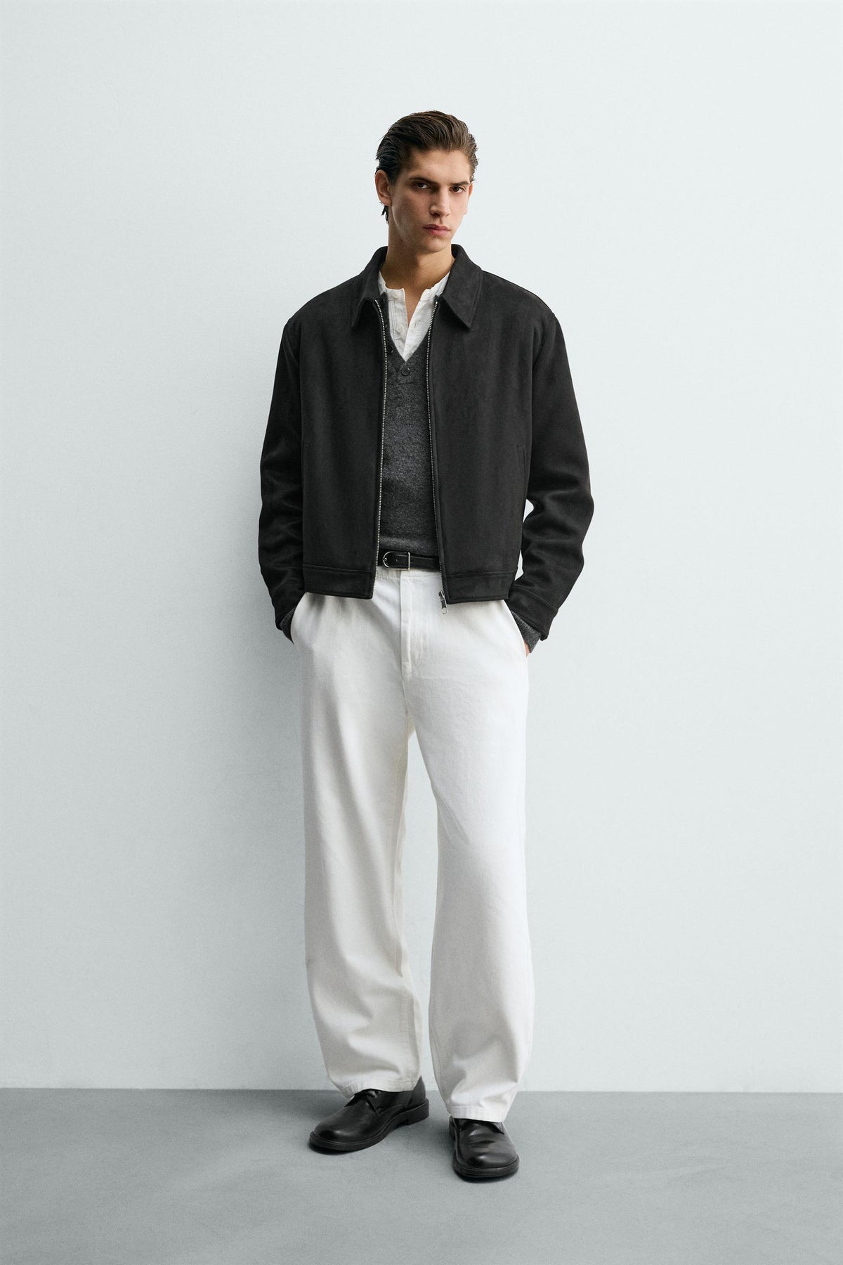 CROPPED FIT FAUX SUEDE JACKET - Image 1