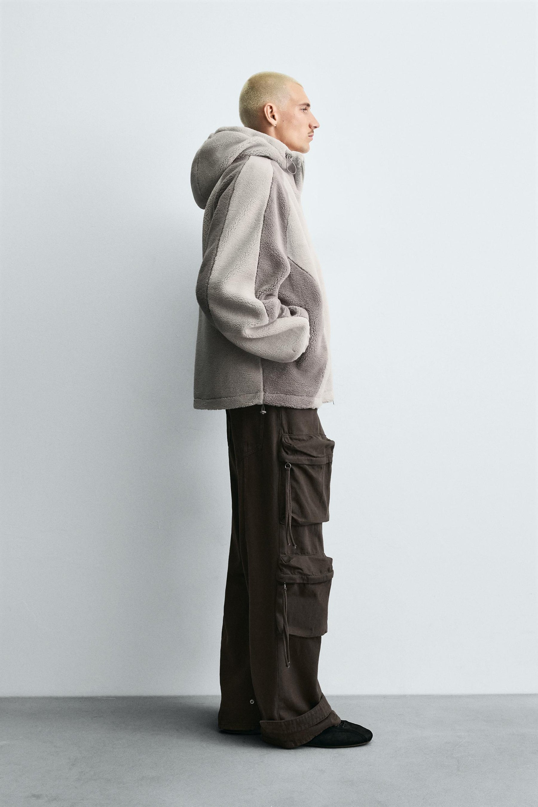 COLOUR BLOCK FAUX SHEARLING JACKET - Image 4