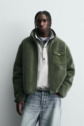 FAUX SHEARLING EFFECT JACKET WITH CONTRAST - Image 2