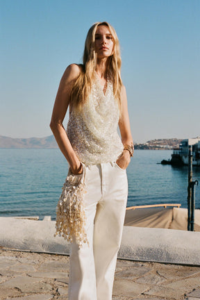SEQUIN HALTER TOP