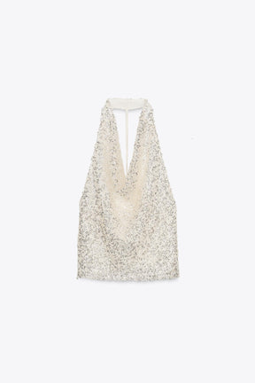 Sequinned Halter Top