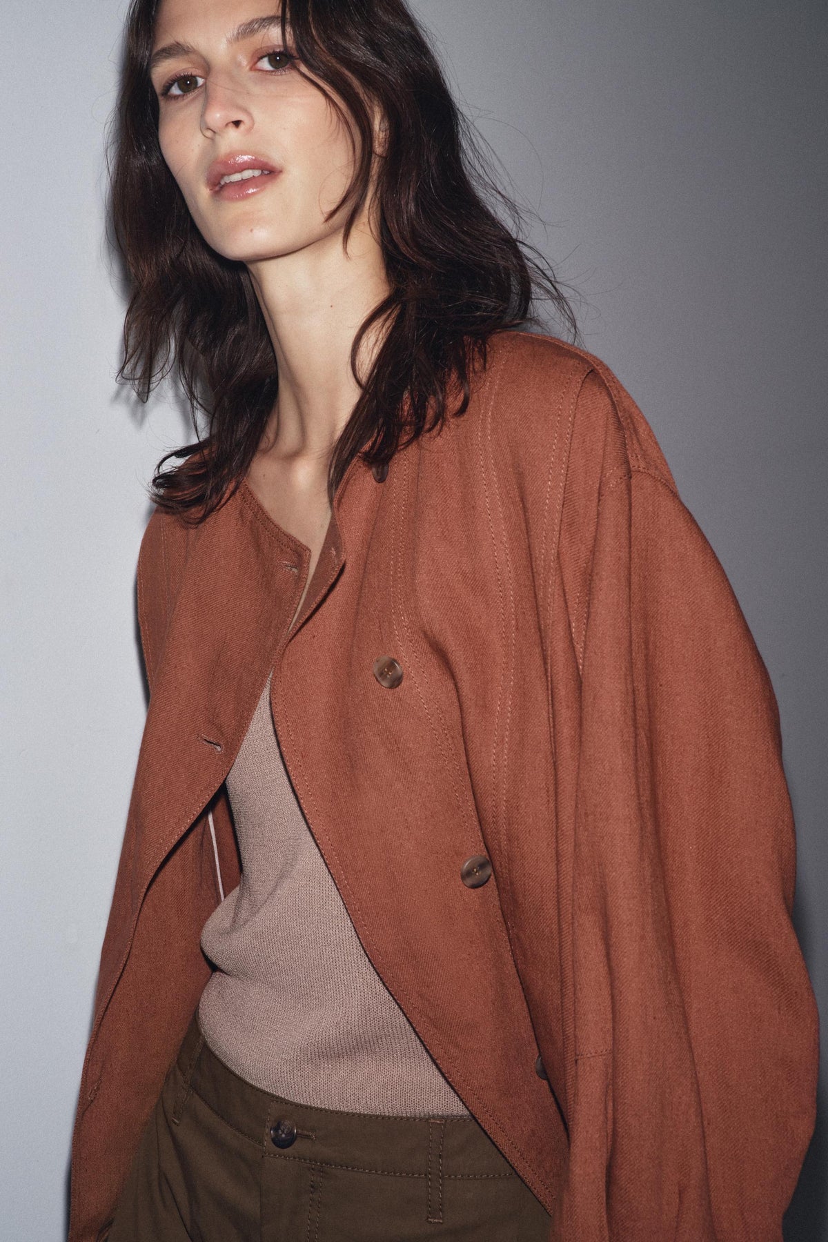 ZW COLLECTION LINEN BLEND BOMBER JACKET - Image 2