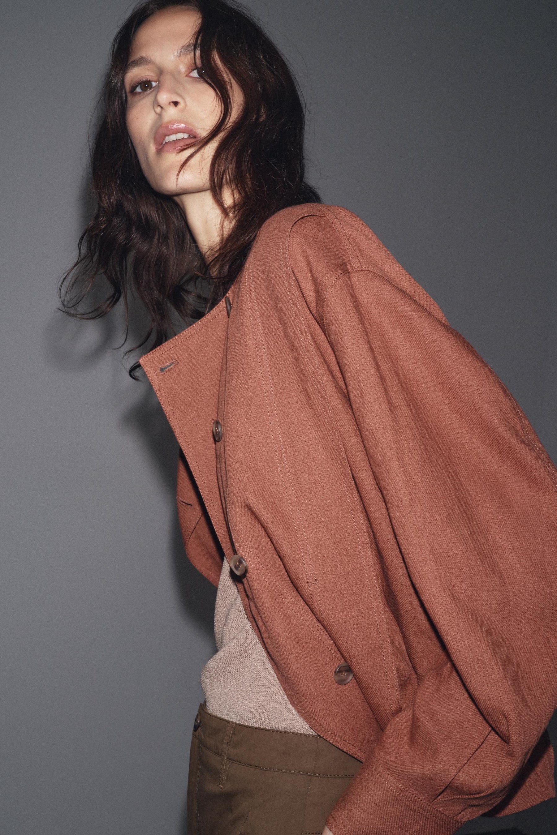 ZW COLLECTION LINEN BLEND BOMBER JACKET - Image 4