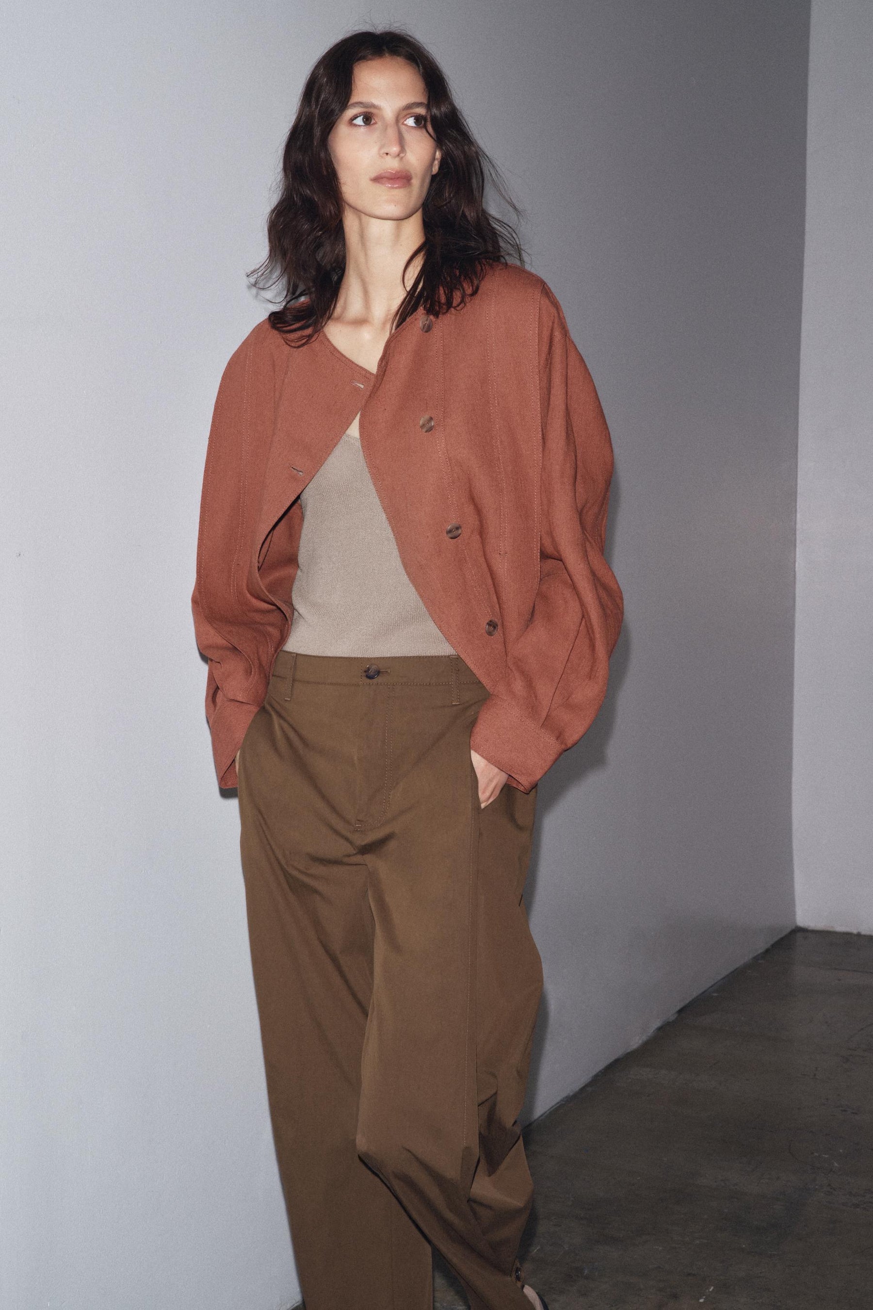 ZW COLLECTION LINEN BLEND BOMBER JACKET - Image 5