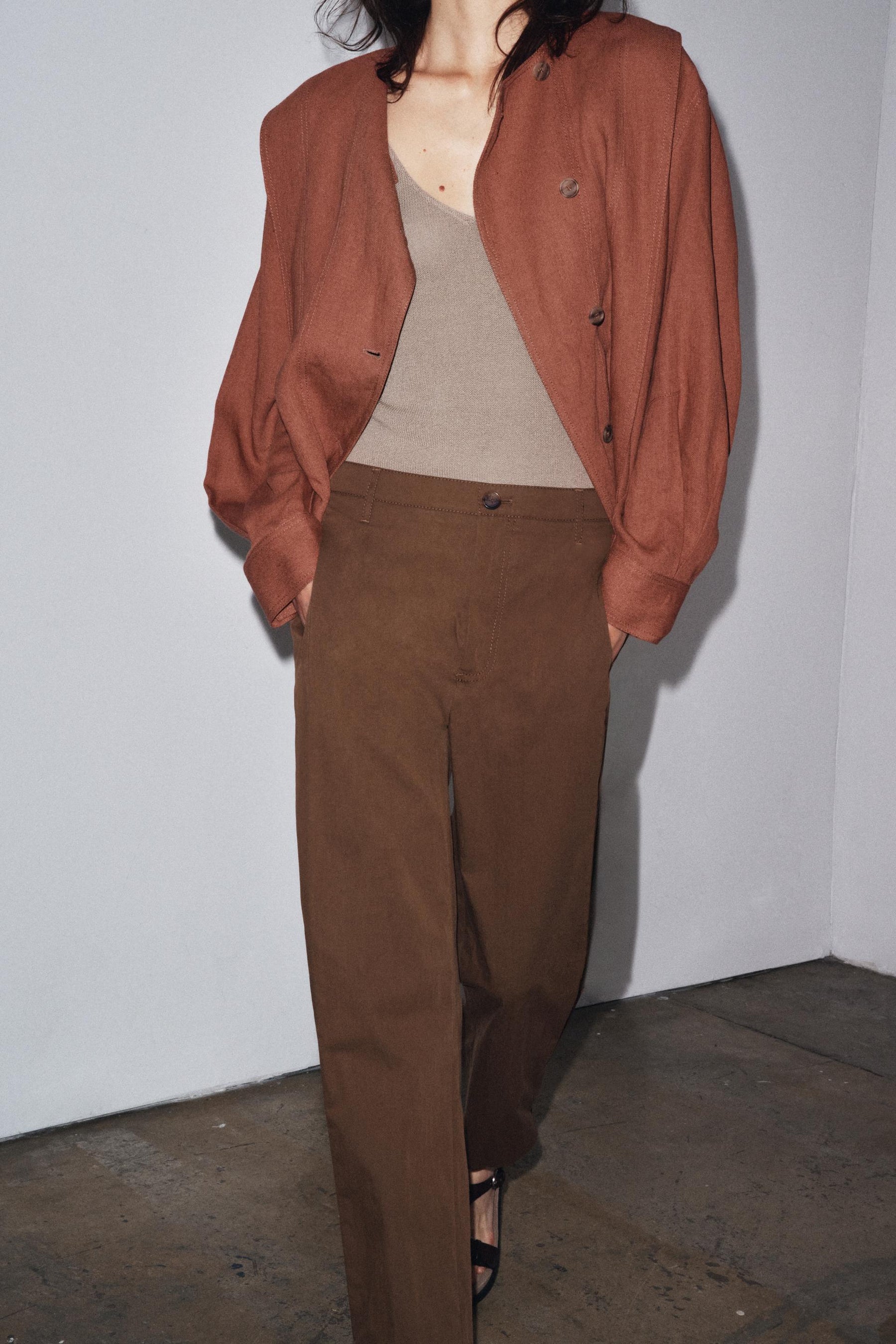 ZW COLLECTION LINEN BLEND BOMBER JACKET - Image 6