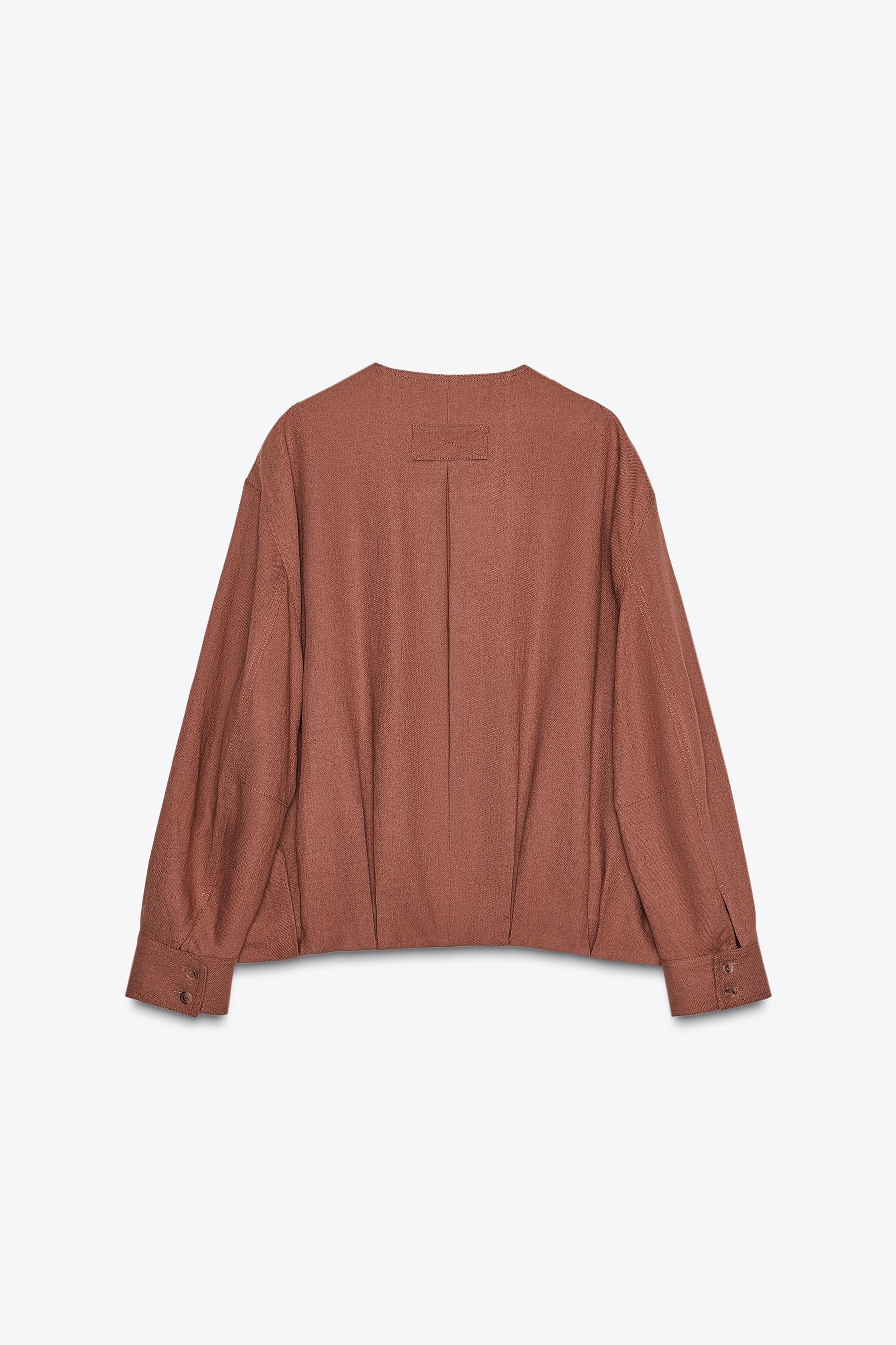 ZW COLLECTION LINEN BLEND BOMBER JACKET - Image 7