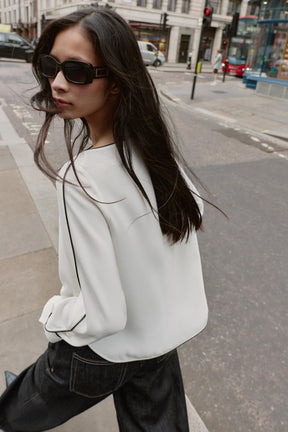 Contrast Crepe Blouse