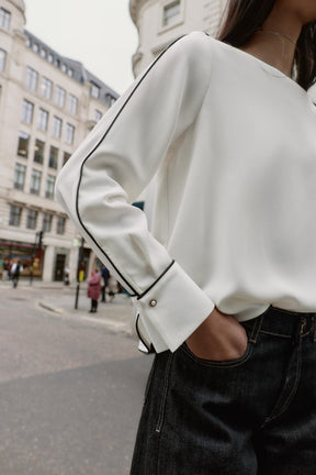 Contrast Crepe Blouse