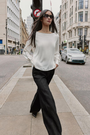 Contrast Crepe Blouse