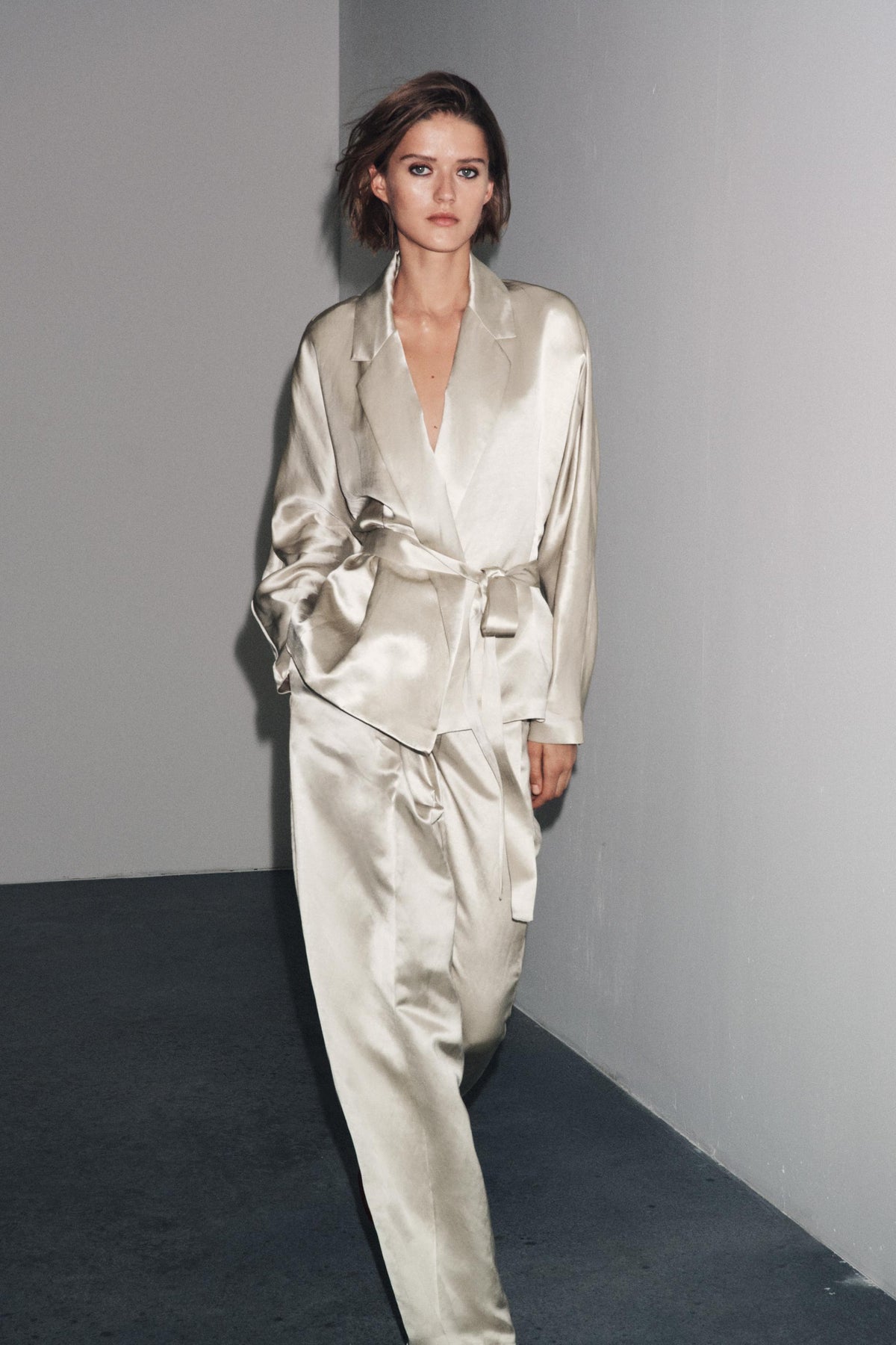 Satin Trousers with Darts