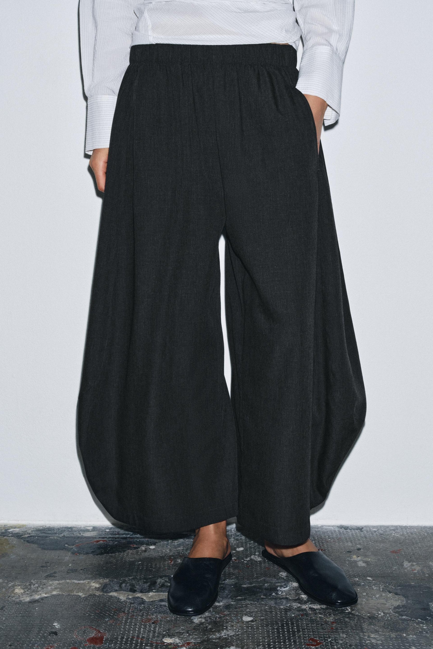 Wool Blend Wide-Leg Trousers