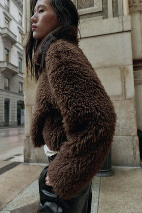 CROPPED FAUX SHEARLING COAT - Image 6