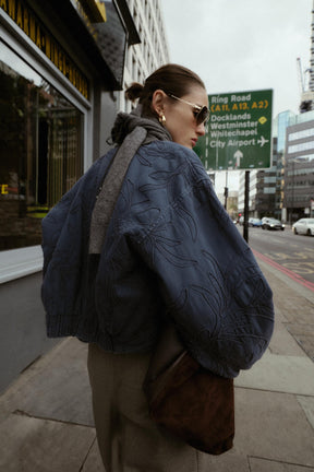 EMBROIDERED FAUX SUEDE BOMBER JACKET - Image 3