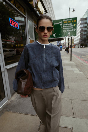 EMBROIDERED FAUX SUEDE BOMBER JACKET - Image 4