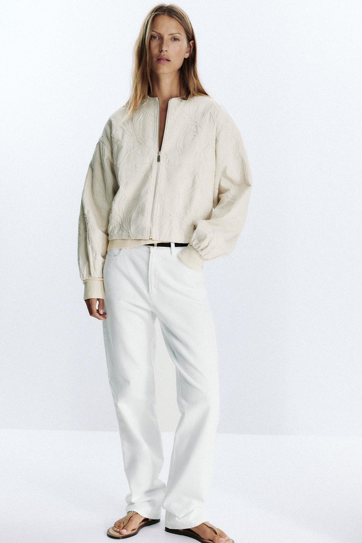 EMBROIDERED FAUX SUEDE BOMBER JACKET - Image 1