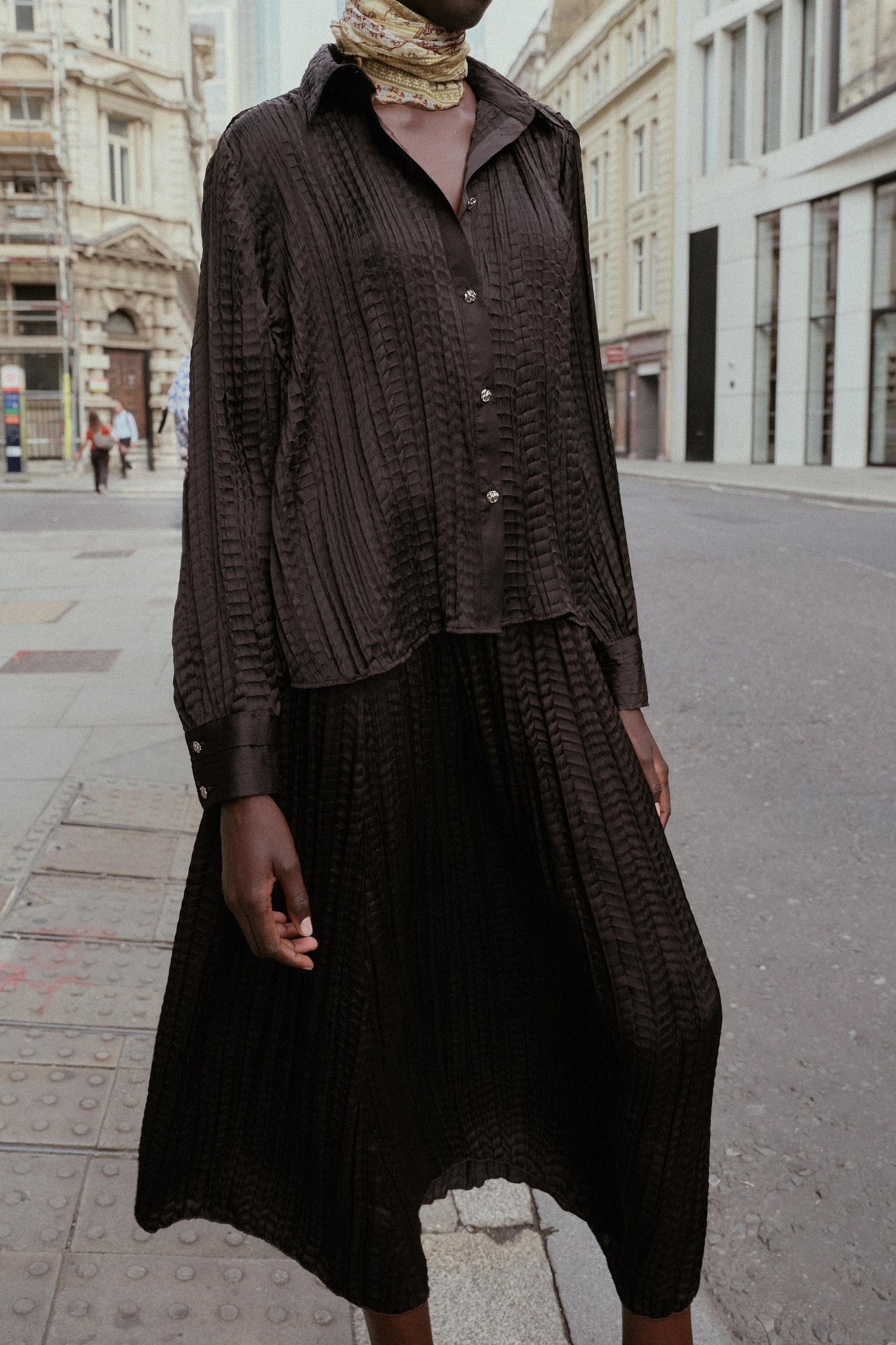 Oversize Crinkle-Effect Satin Shirt